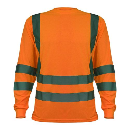 Polera Activex Polo Dry Fit Naranja Fluor Con Reflectante Manga Larga UV