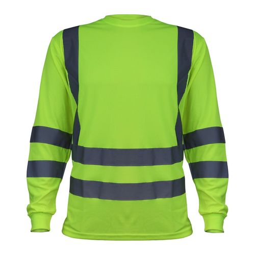 Polera Activex Polo Dry Fit Verde Fluor Con Reflectante Manga Larga Uv