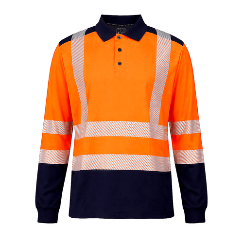 Polera Piqué Activex Dry Fit HV-100 Bicolor Naranja/Azul