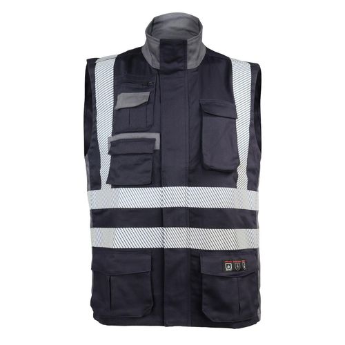 Chaleco Geólogo Ignífugo FRSVT + NFPA 13034 Azul Marino-Gris